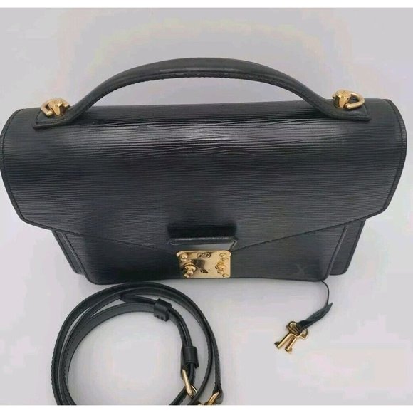 LOUIS VUITTON Epi Monceau M52122 Handbag Shoulder Bag Black leather Strap Keys - Picture 5 of 16